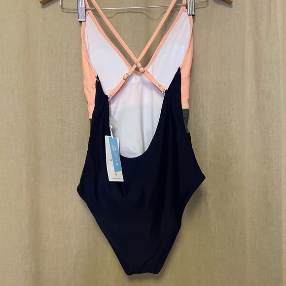 Cupshe Triple Color Block V-neck One Piece Swimsuit Cross Back Size Small - Picture 6 of 11